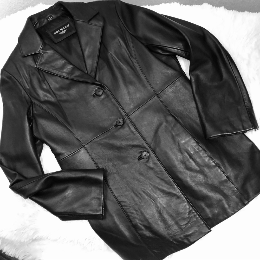 DOCKERS black lamb leather jacket